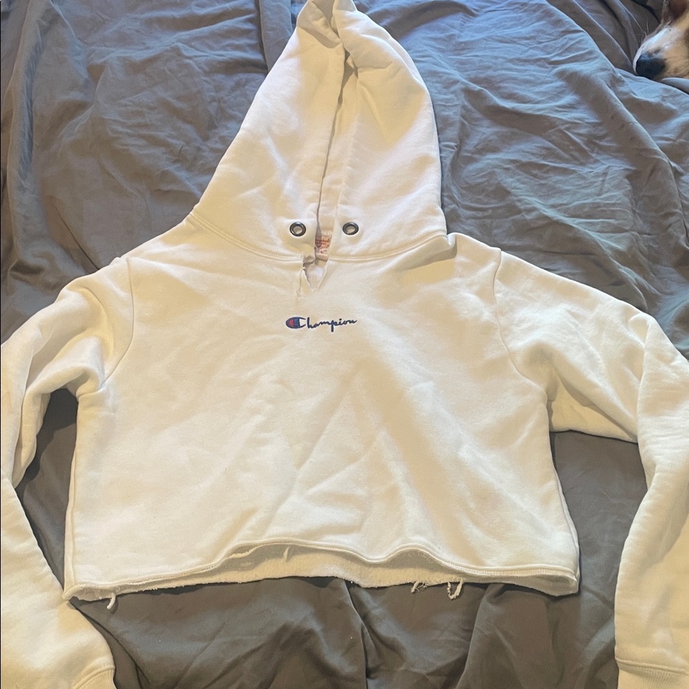 Champion Off-White Cropped Hoodie